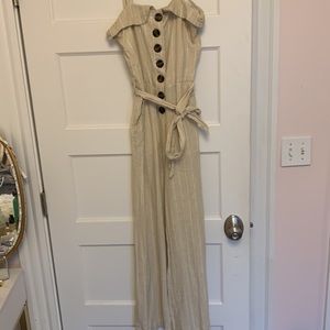 Tan and white romper